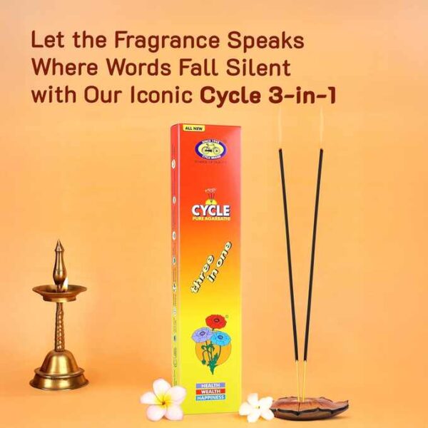Cycle Three in One Agarbatti | A Divine Blend of Three Fragrances 100 GM